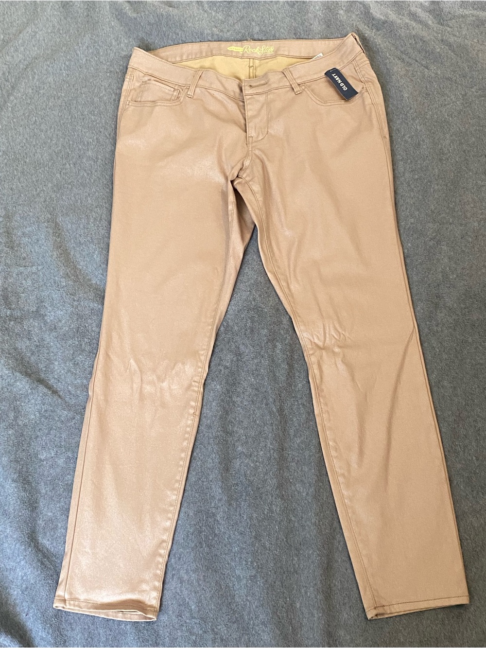 Brand new Old Navy Tan/shiny gold Coated Rockstar Skinny Jeans